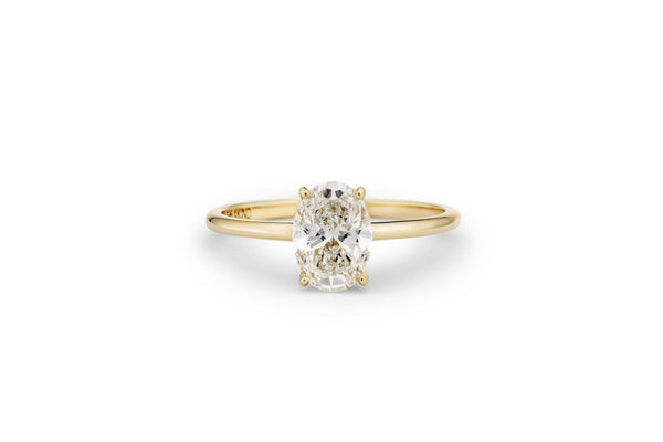 Oval Cut 14 or 18K Gold Ring w. 1.0 ct Lab-Grown Diamond