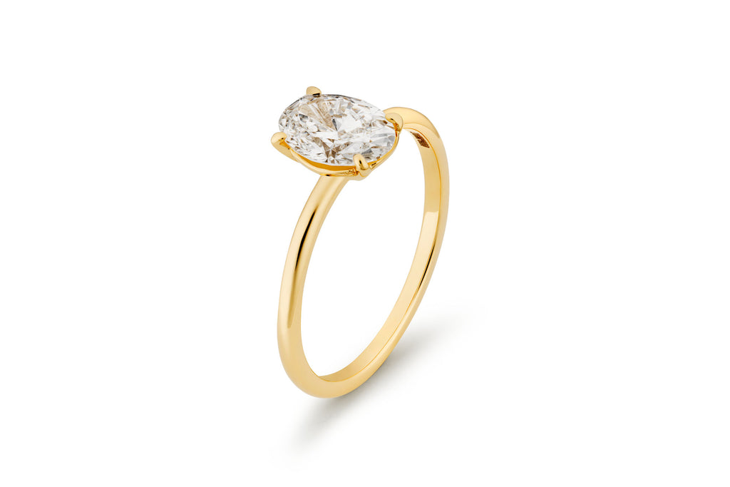 Oval Cut 14 oder 18k Gold Ring w. 1,0 CT Laborgewachsener Diamant