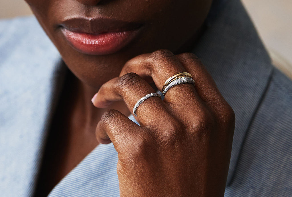 Pavè Dome 14K or 18K Whitegold Ring