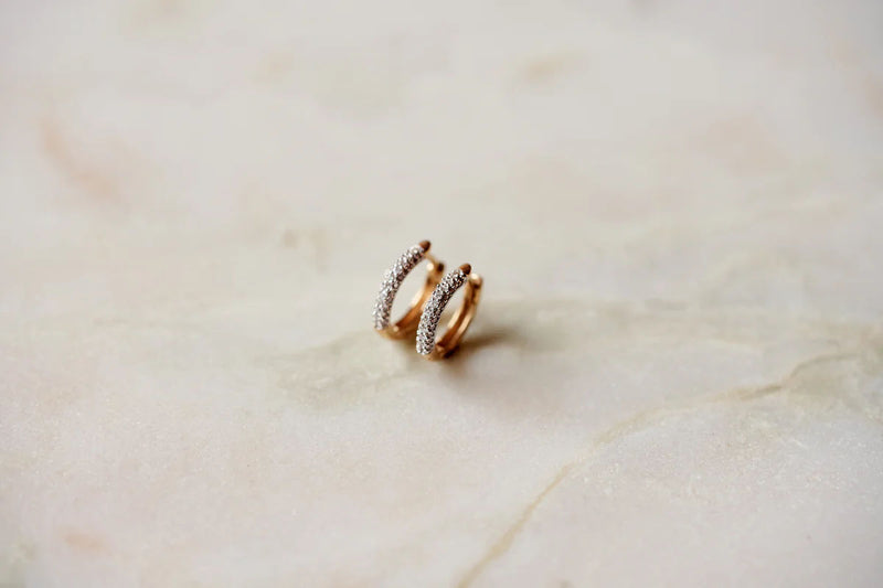 Pavè Diamond 14K Gold Hoops