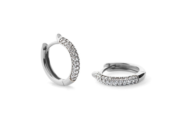 Pavè Diamond 14K Whitegold Hoops