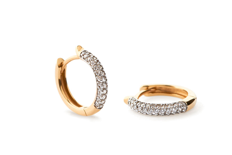 Pavè Diamond 14K Gold Hoops