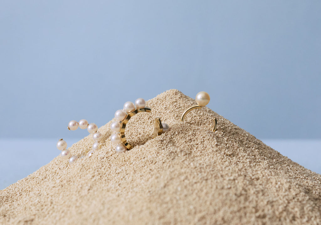 Threaded Pearl 14K Gold Ear Cuff