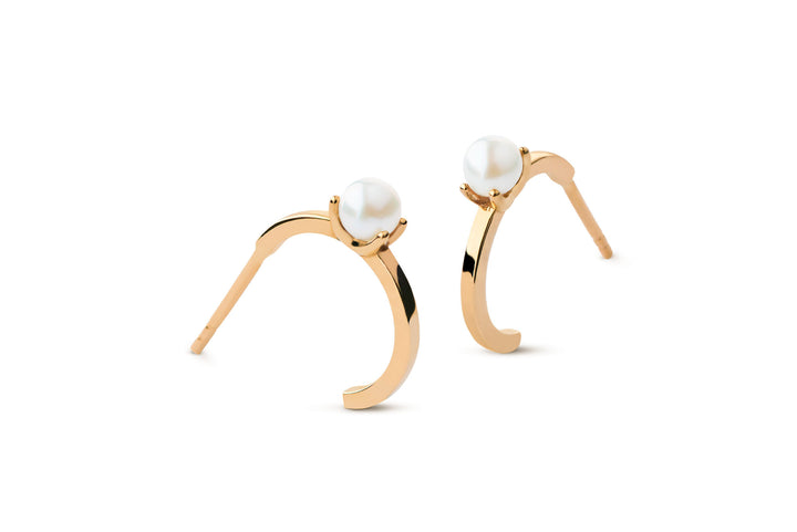 Pearl 14K Gold Huggie