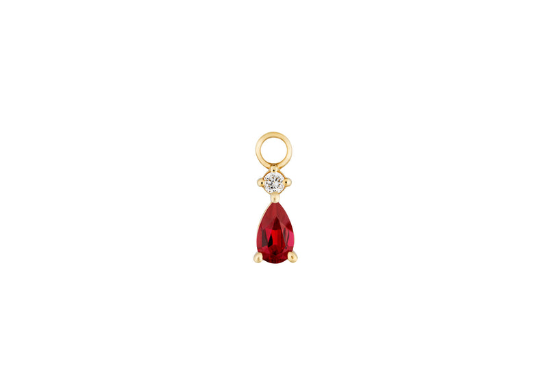 Ruby Hoop Charm 14K Gold Earring-pendant