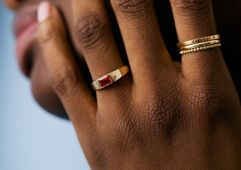 Ruby 14K Gold Signet Ring