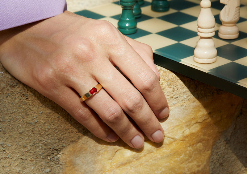 Ruby 14K Gold Signet Ring