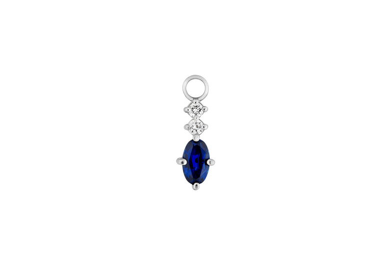 Sapphire Hoop Charm 14K Whitegold Earring-pendant