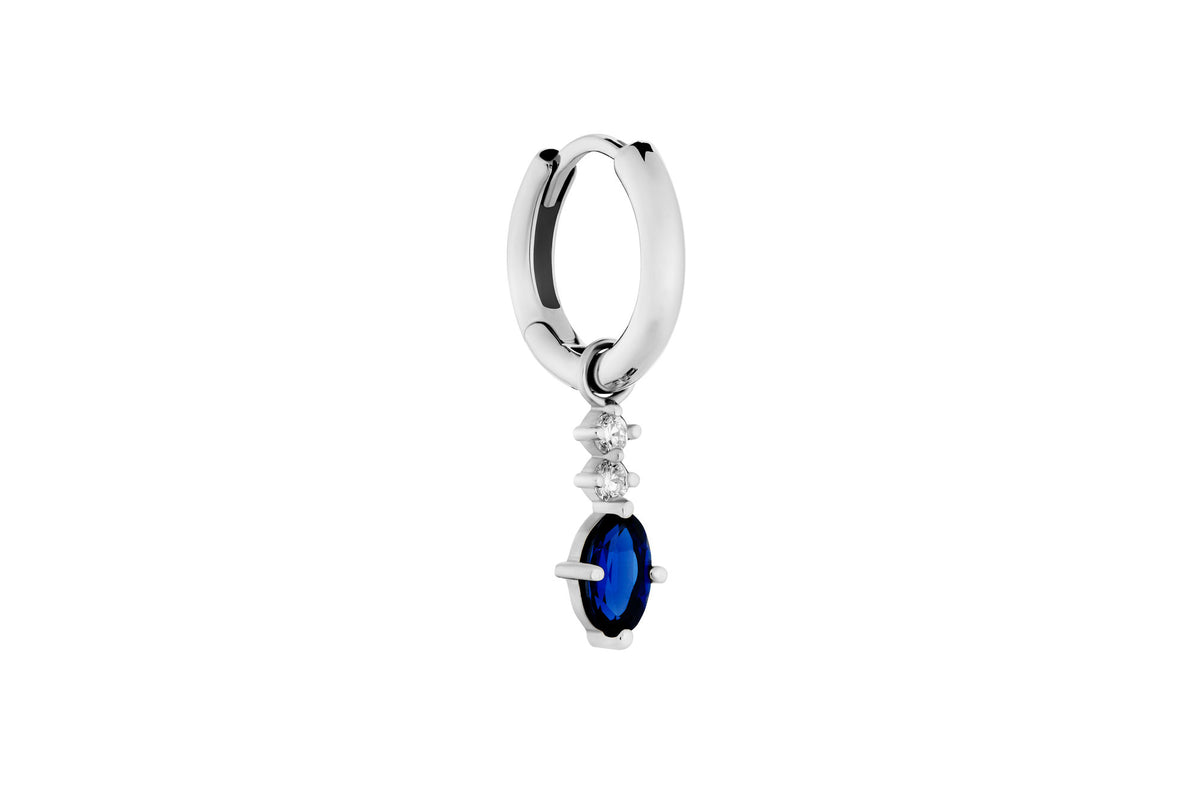 Safir Hoop Charm 14K Hvidguld Ørering-vedhæng