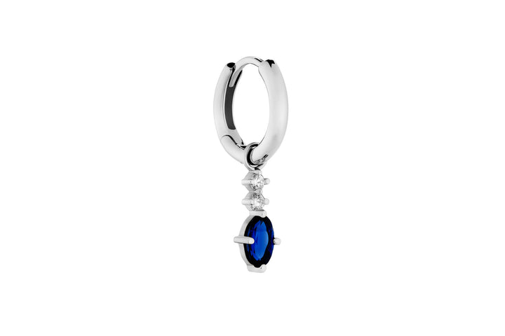Sapphire Hoop Charm 14k Whitegold Ohrring-Pendant