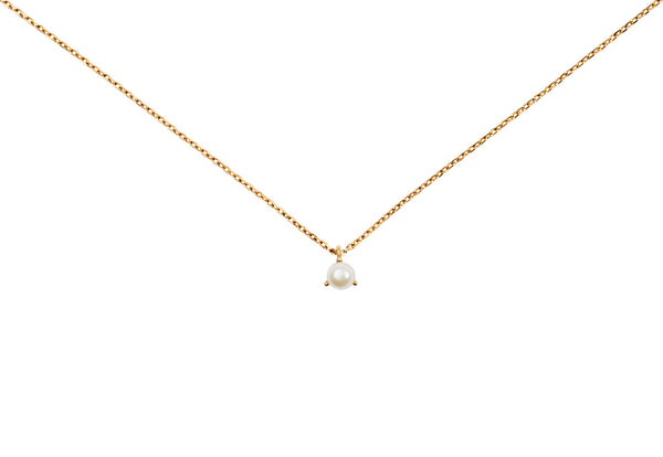 Simple Pearl 14K Gold Pendant Necklace