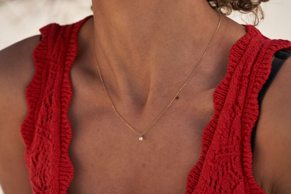 Simple Pearl 14K Gold Pendant Necklace