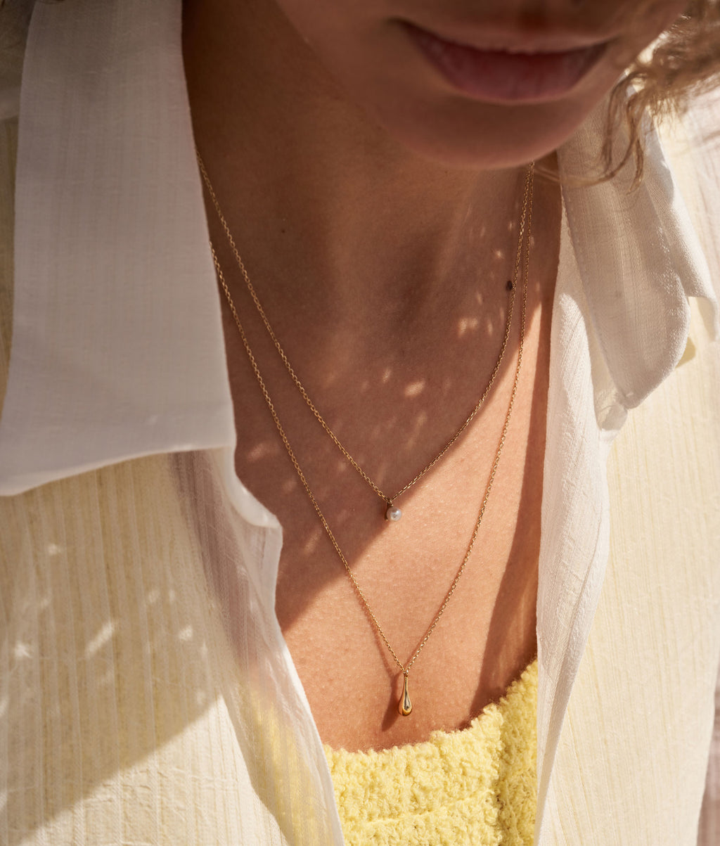 Simple Pearl 14K Gold Pendant Necklace