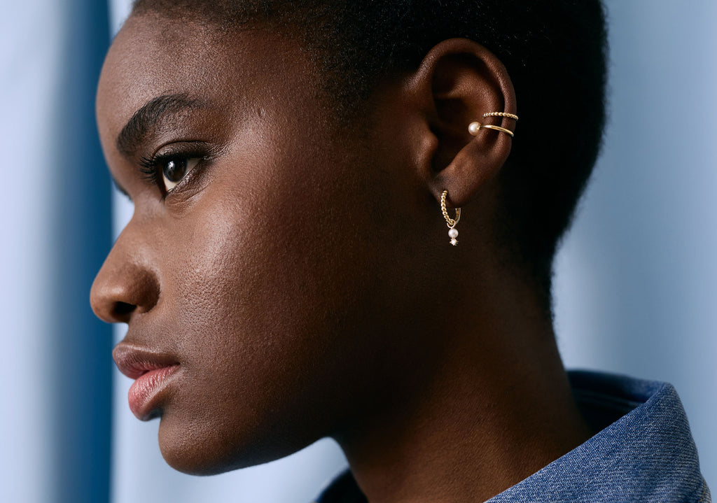 Simpel Perle 14K Guld Ear Cuff