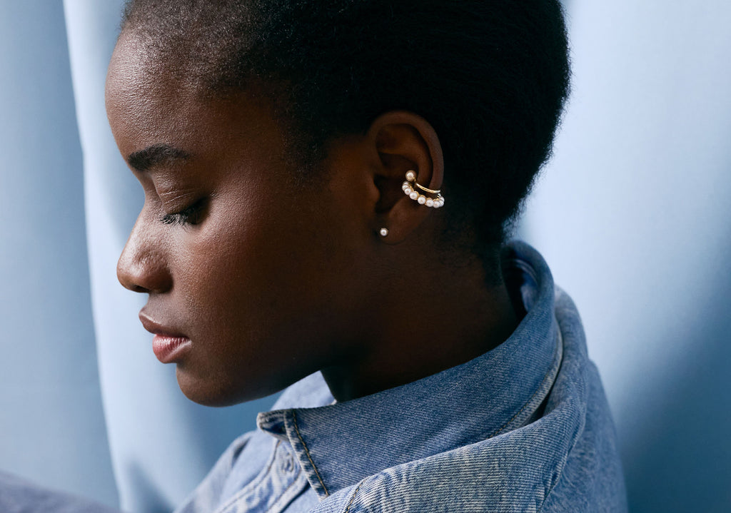 Simpel Perle 14K Guld Ear Cuff