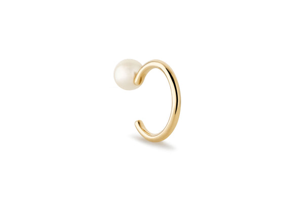 Single Pearl 14K Gold Ear Cuff