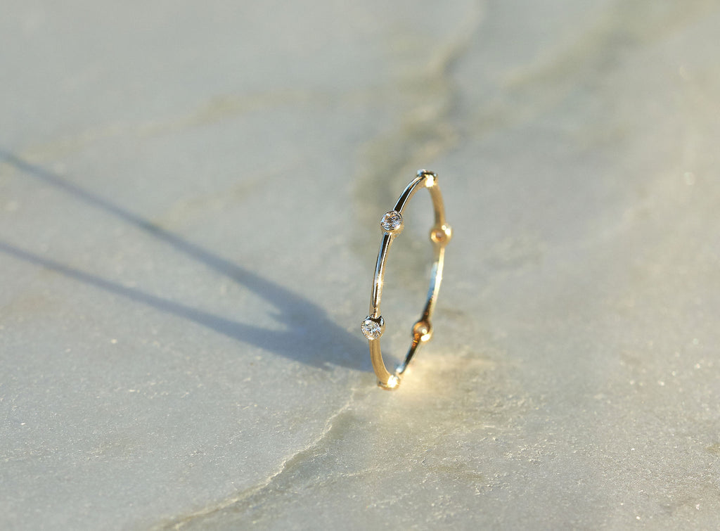 Six Diamond 14K Gold Band