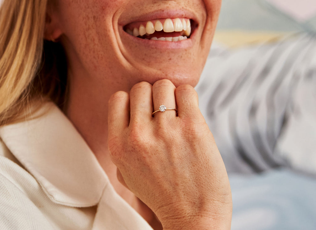 Six Prong 14K or 18K Gold Ring w. 0.5ct Lab-Grown Diamond