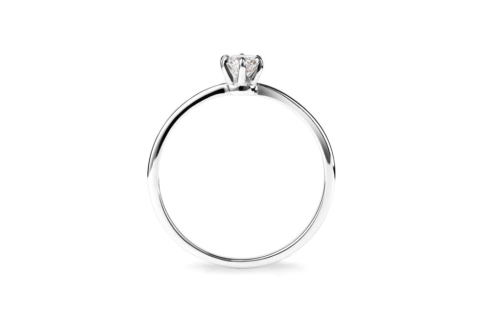 Six Prong 14K or 18K Whitegold Ring w. 0.3ct Lab-Grown Diamond