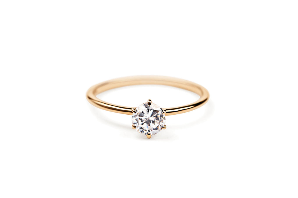 Six Prong 14K or 18K Gold Ring w. 0.5ct Lab-Grown Diamond