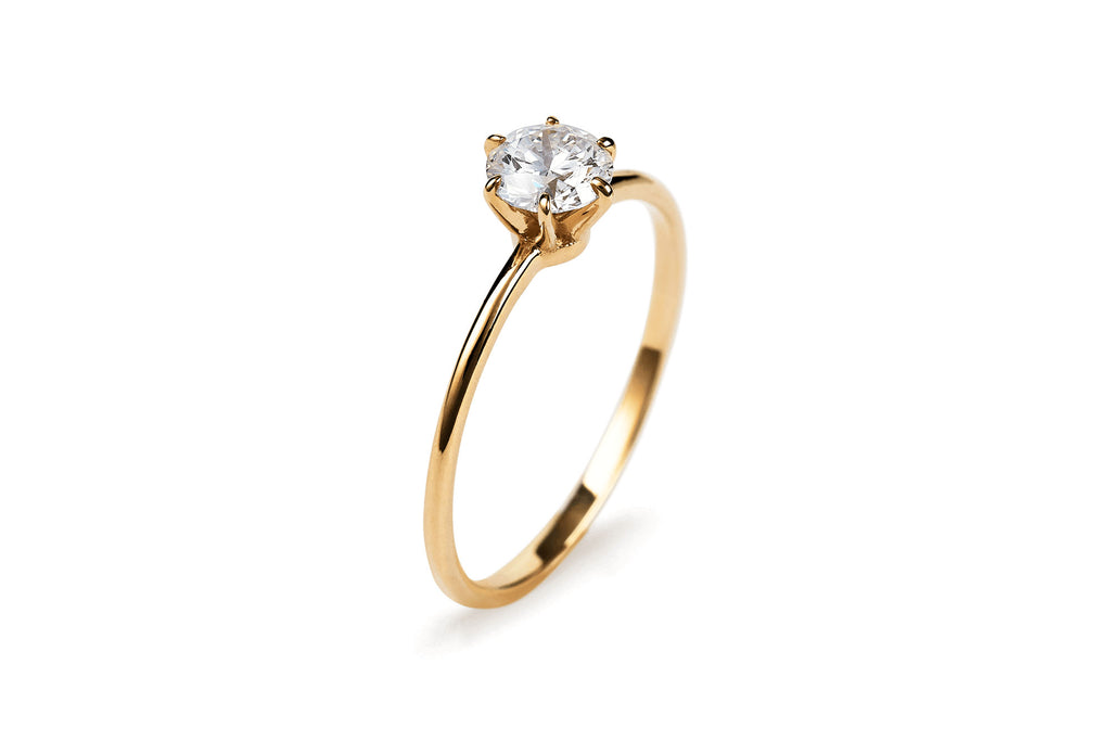 Six Prong 14K or 18K Gold Ring w. 0.5ct Lab-Grown Diamond