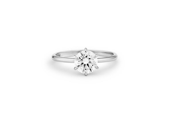 Six Prong 14K or 18K Whitegold Ring w. 1.0ct Lab-Grown Diamond