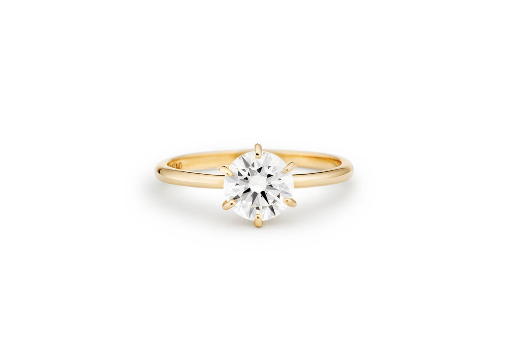 Six Prong 14K or 18K Gold Ring w. 1.0ct Lab-Grown Diamond