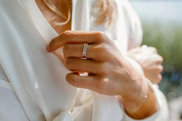 Baguette 14K or 18K White Gold Ring w. Lab-Grown Diamonds