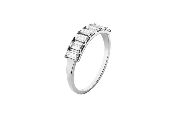 Baguette 14K or 18K White Gold Ring w. Lab-Grown Diamonds