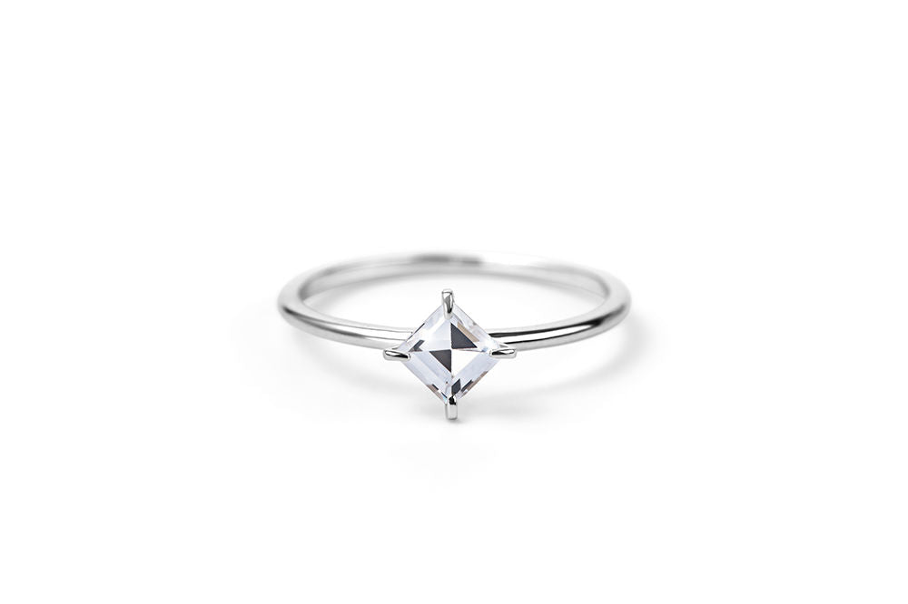 Square Cut Diamond 14K or 18K Whitegold Ring