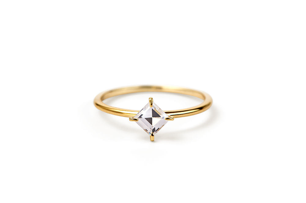 Square Cut Diamond 14K or 18K Gold Ring