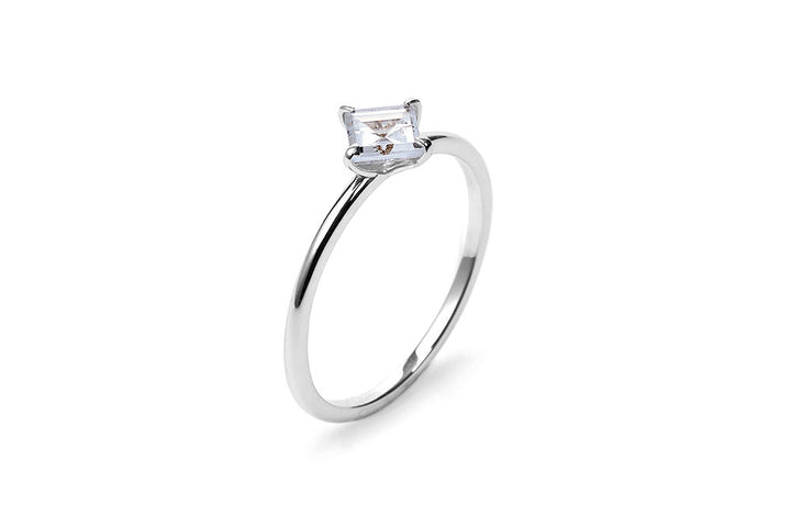 Square Cut Diamond 14K or 18K Whitegold Ring