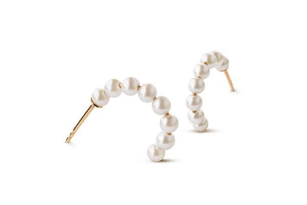 Threaded Pearl 14K Gold Hoop