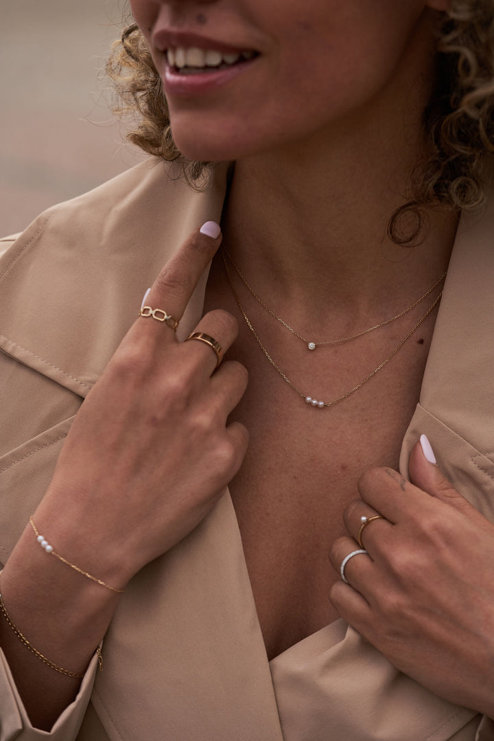 Threaded Perle 14K Guld Halskæde