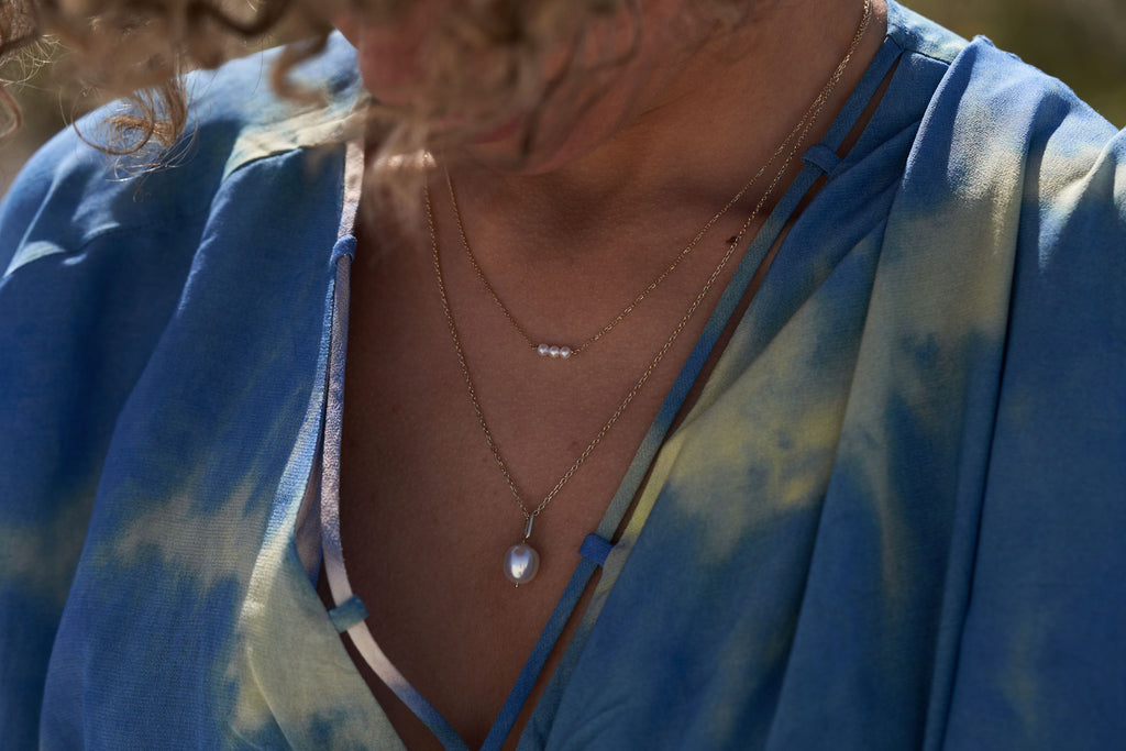 Threaded Pearl 14K Gold Necklace