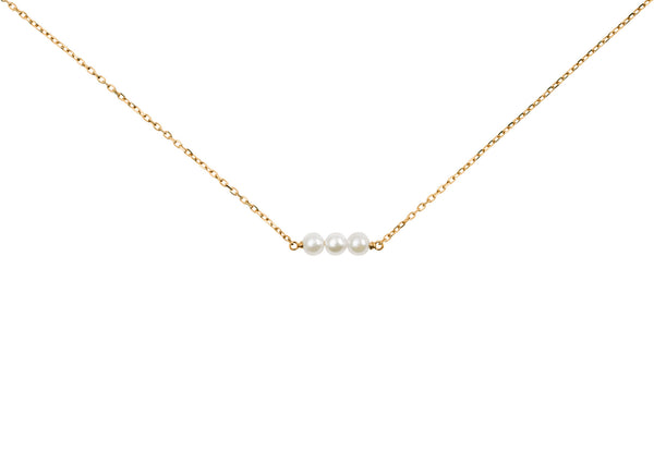 Threaded Pearl 14K Gold Necklace