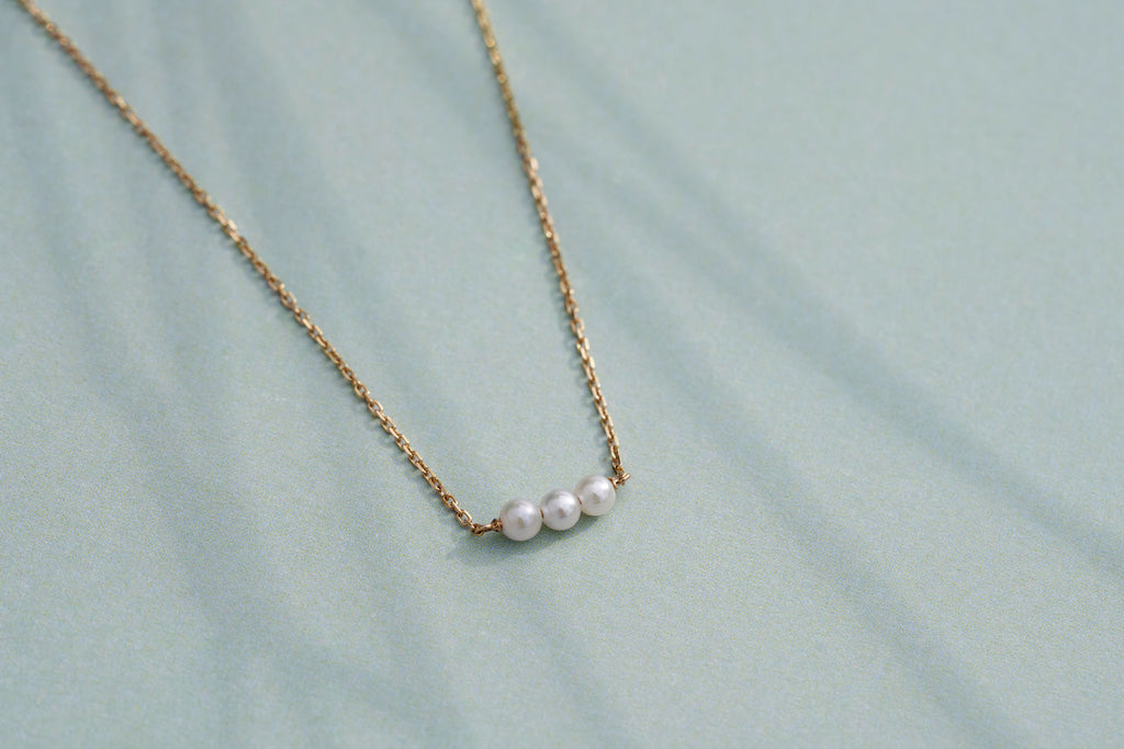Threaded Pearl 14K Gold Necklace