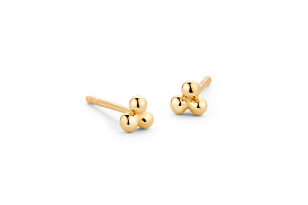 Three Dot 14K Gold Stud