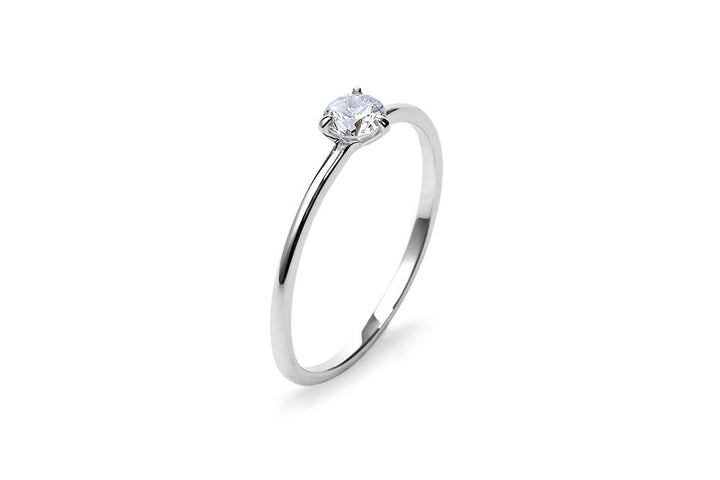 Three Prong 14K or 18K Whitegold Ring w. 0.3ct Lab-Grown Diamond