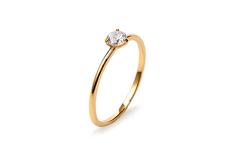 Three Prong 14K eller 18K Guld Ring m. 0.3ct Lab-Grown Diamant
