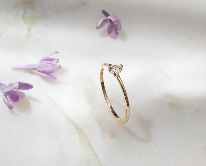 Three Prong 14K eller 18K Guld Ring m. 0.3ct Lab-Grown Diamant