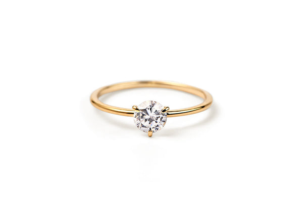 Three Prong 14K eller 18K Guld Ring m. 0.5ct Lab-Grown Diamant