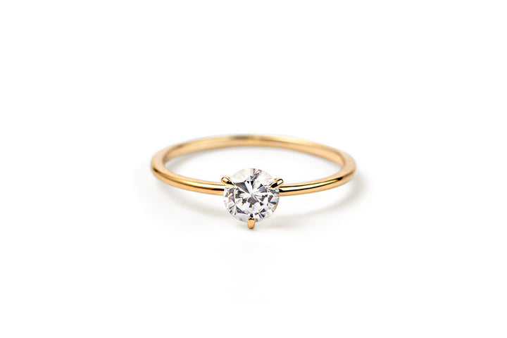 Three Prong 14K or 18K Gold Ring w. 0.5ct Lab-Grown Diamond