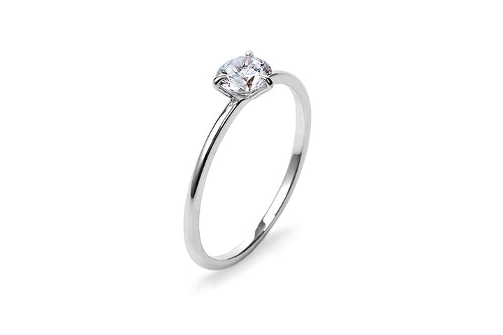 Three Prong 14K or 18K Whitegold Ring w. 0.5ct Lab-Grown Diamond