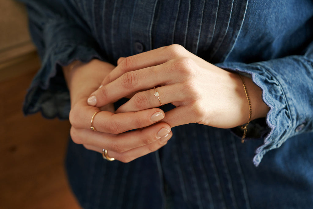 Six Prong 14K or 18K Whitegold Ring w. 0.3ct Lab-Grown Diamond