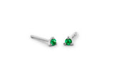 Three Prong 14K Whitegold Emerald Stud