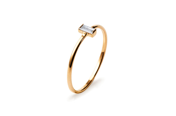 Vertical Baguette Diamond 14K Gold Ring