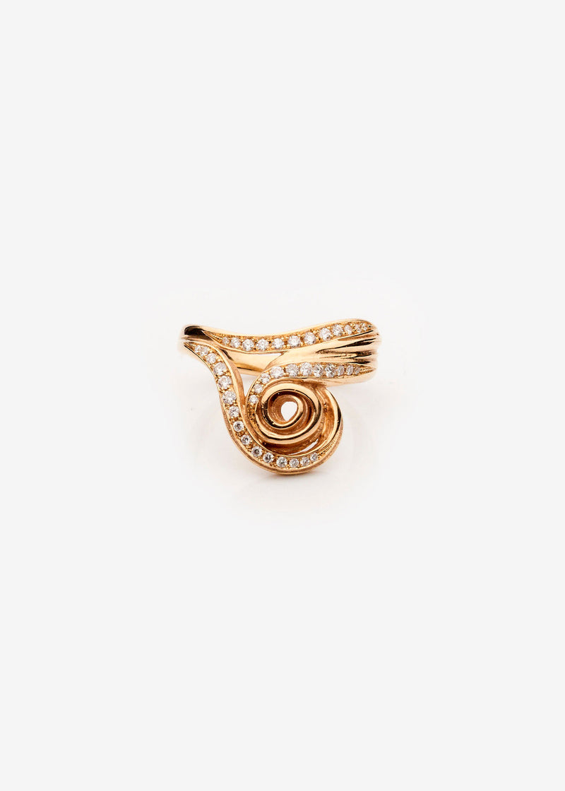 Unda Pavé 14K Gold Ring w. Diamonds