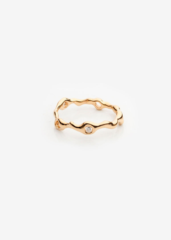 Spuma 14K Gold Ring w. Diamond