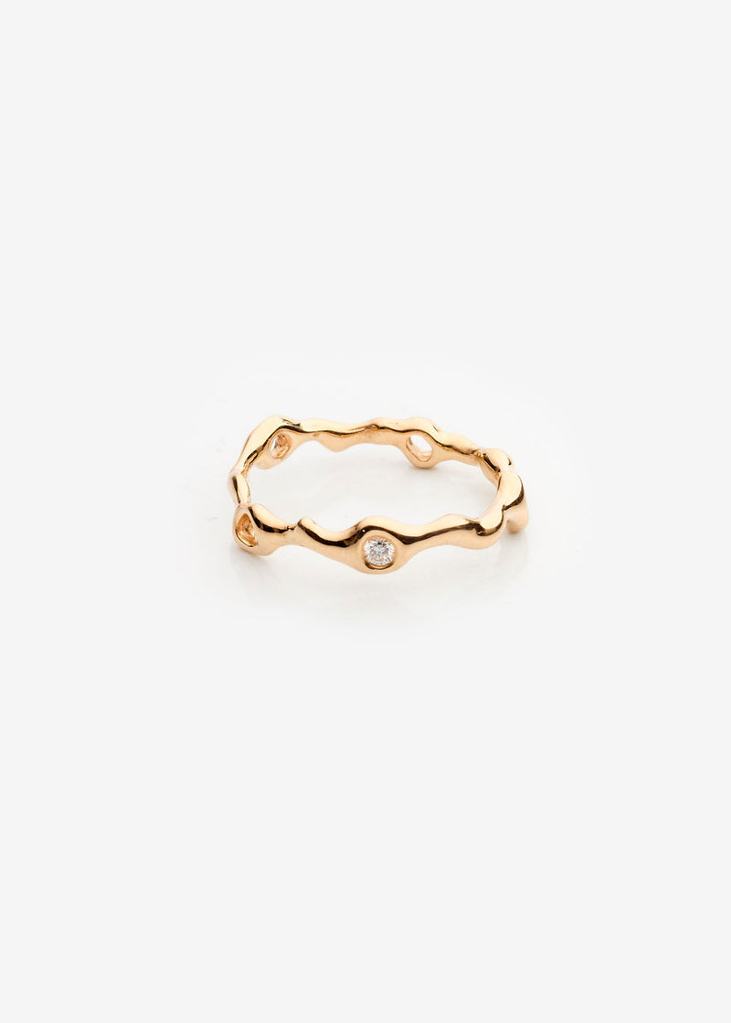 Spuma 14K Gold Ring w. Diamond